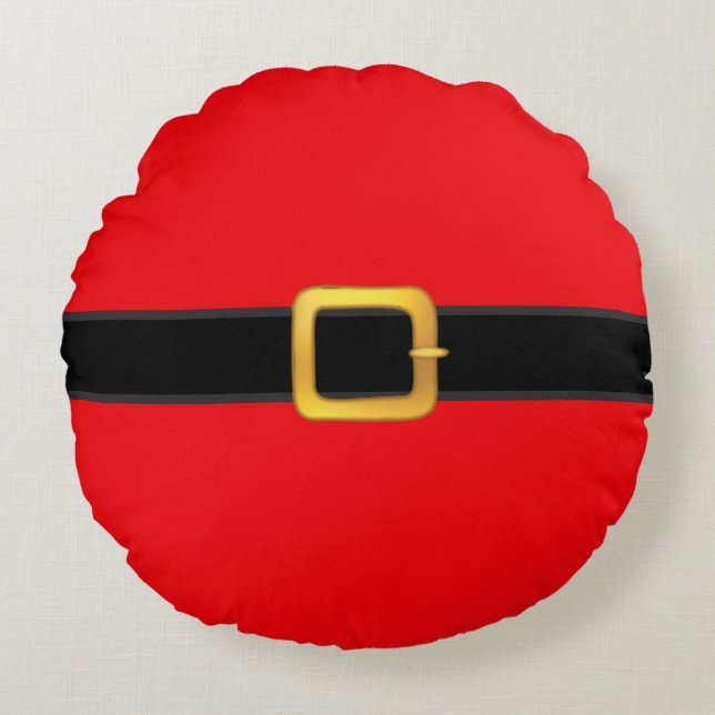 Almofada Redonda Lindo Cinto de Natal do Papai Noel (Frente)