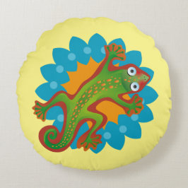 Almofada Redonda Lindo lagarto verde