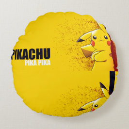 Almofada Redonda Lindo Mascote de Rato Anime Amarelo Elétrico em Pr