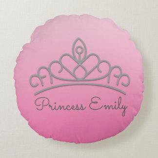 Almofada Redonda Lindo Travesseiro Tiara Rosa Personalizado da Prin
