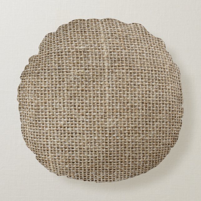 Almofada Redonda Linen Bruto: Tecido natural texturizado. (Frente)