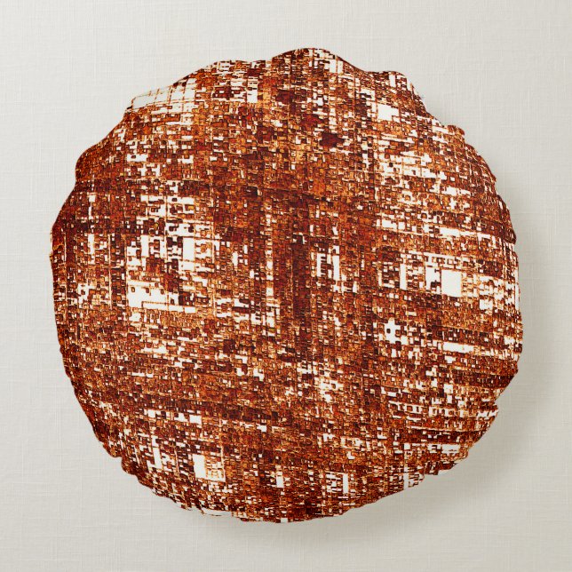 Almofada Redonda Linhas cruzadas e entalhe quadrado enferrujado (Verso)