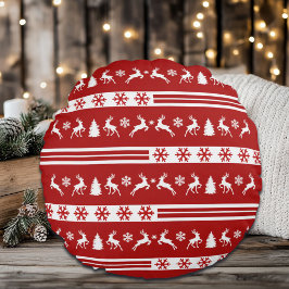 Almofada Redonda Linhas de Flocos de Neve para Reinadores Elegantes