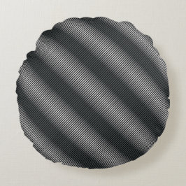Almofada Redonda Linhas de gradação preto e branco ultra-finas