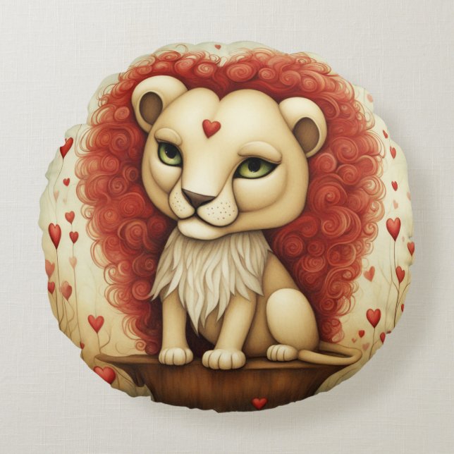Almofada Redonda Lion Love 3 (Frente)