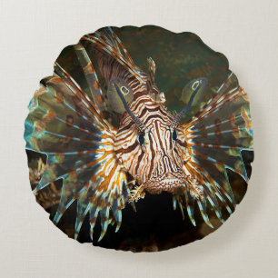 Almofada Redonda Lionfish perto! Foto muito próxima e intensa