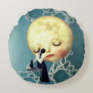 Almofada Redonda Liquid Blue Reverie — Contemporary Art Collection