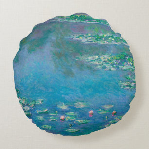 Almofada Redonda Lírios por Claude Monet Fine Art Painting