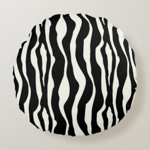 Almofada Redonda Listras da zebra - preto e branco