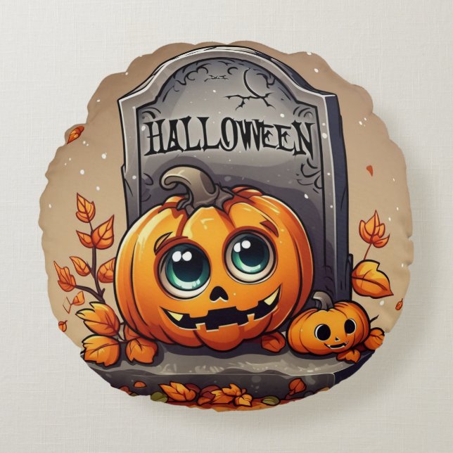 Almofada Redonda Little Halloween Gravestone (Frente)