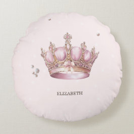 Almofada Redonda Little Princess Crown Pearls Dots Baby Shower