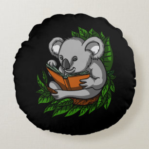 Almofada Redonda Livro De Urso Koala Lendo Animal Cuado