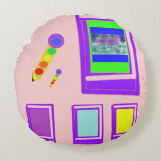 Almofada Redonda Livros sobre Espaço (Frente)