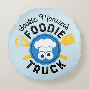 Almofada Redonda Logotipo Foodie Truck do Monstro do Cookie