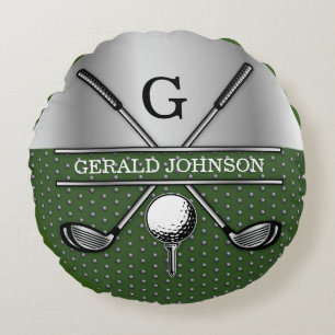 Almofada Redonda Logotipo personalizado do monograma de golfe Elega