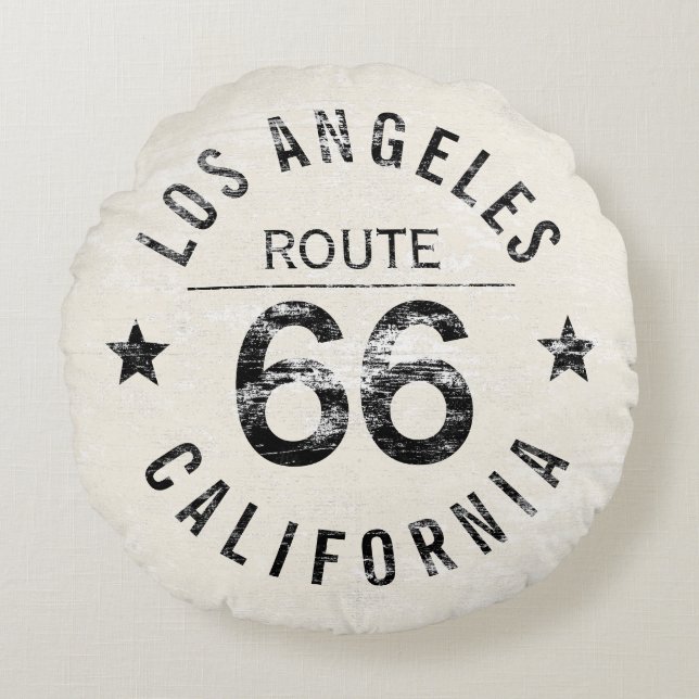 Almofada Redonda Los Angeles California Route 66 (Frente)