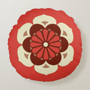 Almofada Redonda Lotus Flower Mandala, Mandarin Orange