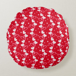 Almofada Redonda Love Hearts Doddles, Red Round Pillow