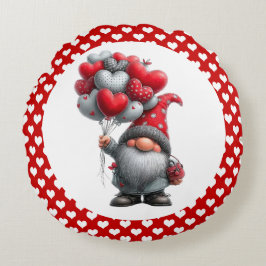 Almofada Redonda "Love is in the Air" Heart Balloon Gnome