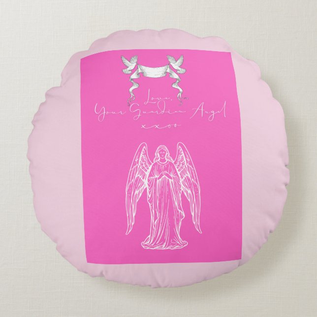 Almofada Redonda Love Letter Design - Love, Your Guardian Angelxxoo (Frente)