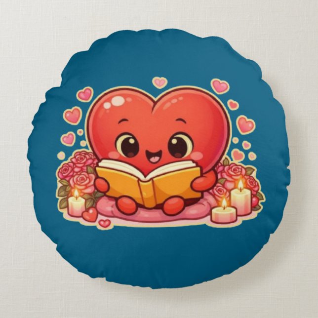 Almofada Redonda Love Stories Begin Within the Heart (Frente)