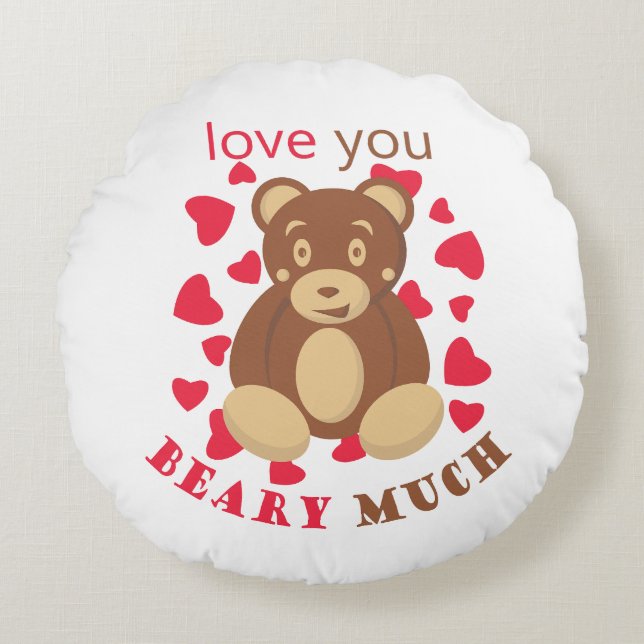 Almofada Redonda Love you beary much for Valentine's Day (Frente)