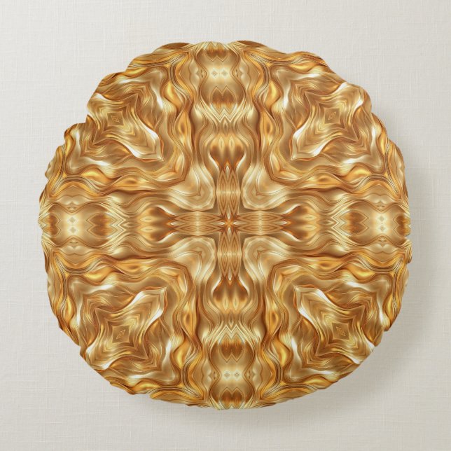 Almofada Redonda Lovely golden abstract pattern (Frente)