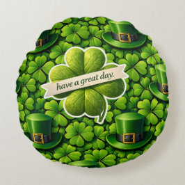 Almofada Redonda Lucky for leaf clover Saint Patrick's Day Patrick'