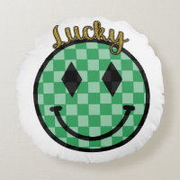 Lucky Smiley face Verde Dourado com rosto feliz