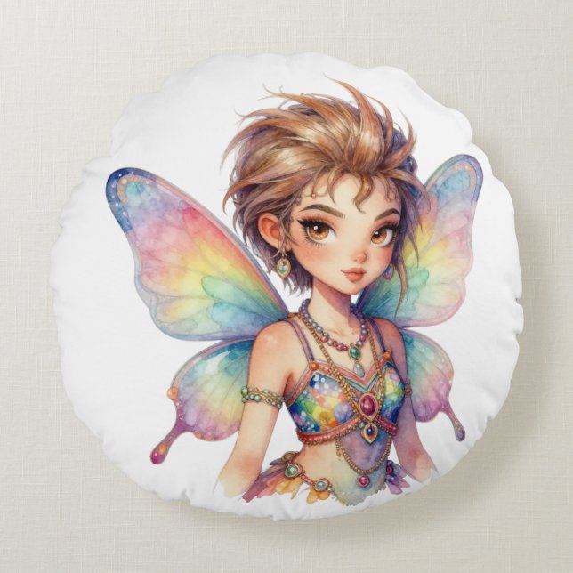 Almofada Redonda Luminous Rainbow Guardian fairy (Frente)