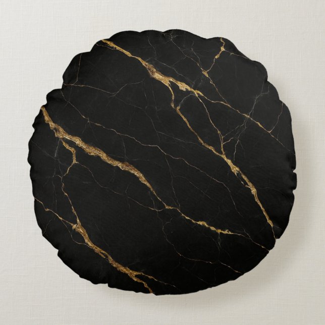 Almofada Redonda Luxury Black Marble (Frente)