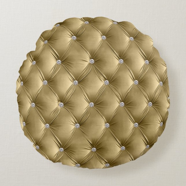 Almofada Redonda Luxury Glam Quente Dourado Red Faux Velvet (Frente)