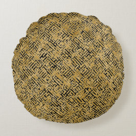 Almofada Redonda Luxury Gold Pattern ,Gold Black