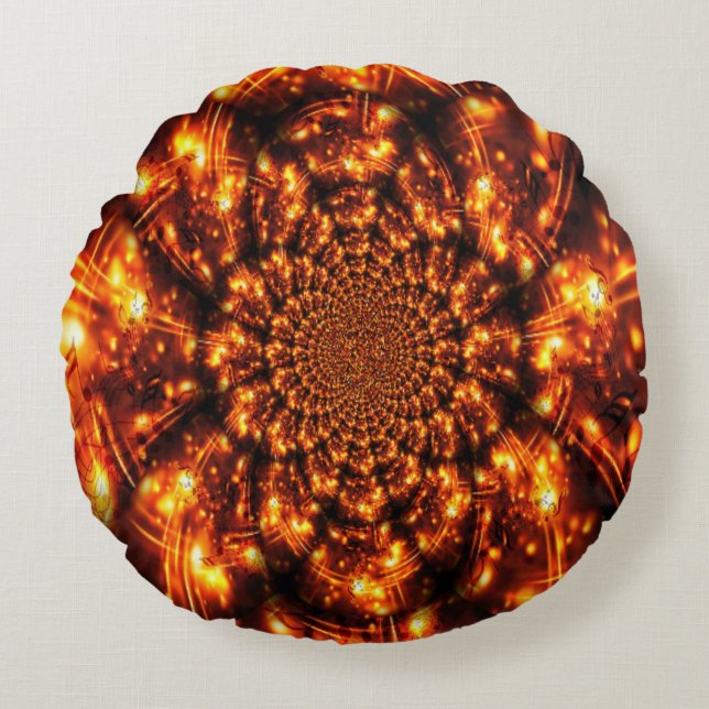 Almofada Redonda Luzes brilhantes Douradas (Frente)