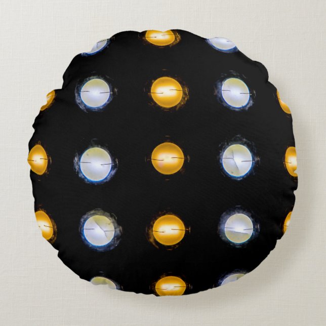 Almofada Redonda Luzes LED, fundo de abstrato de encerramento. (Frente)