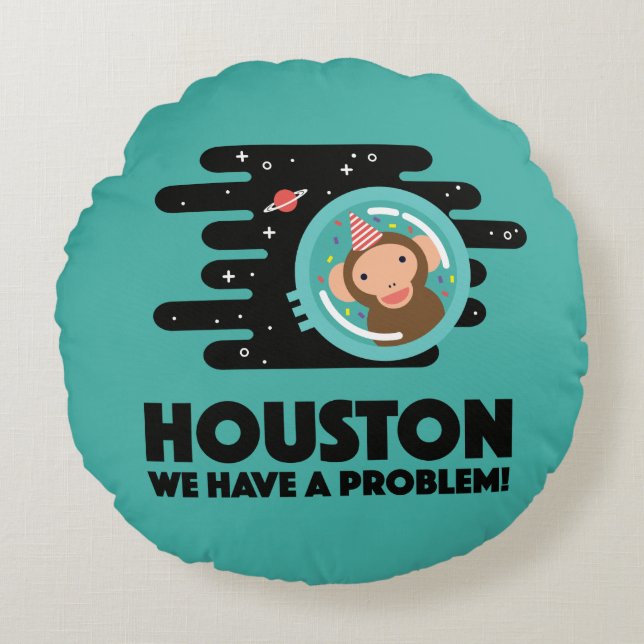Almofada Redonda Macaco do espaço (Frente)