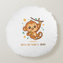 Almofada Redonda Macaco Saltitante Banana Personalizado Animalzinho