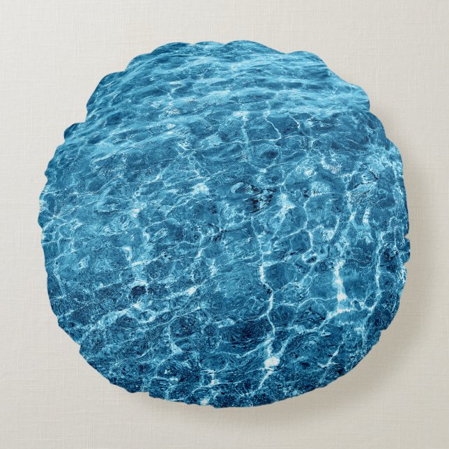 Almofada Redonda Macro Bubbling Blue Sea Photo (Frente)