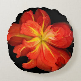 Almofada Redonda Macro de Begonia Laranja Vibrante