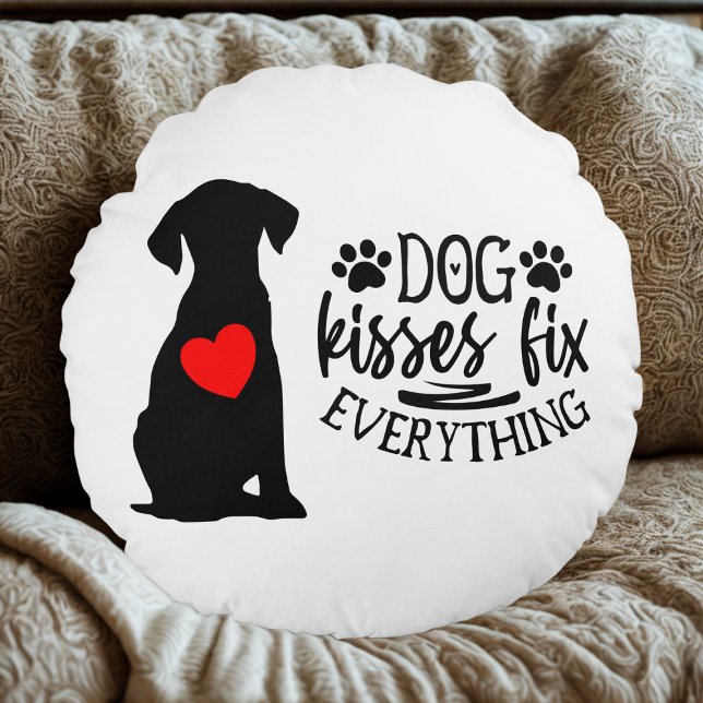 Almofada Redonda Mãe de Cachorro Minimalista – Presente para Doce A (Dog lover decorative pillow)