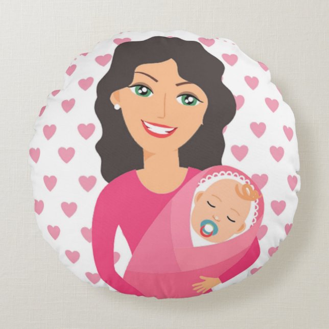 ALMOFADA REDONDA MÃE E BEBÊ (Frente)
