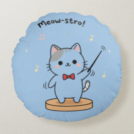 Almofada Redonda Maestro da Orquestra de Gatos Fofos 