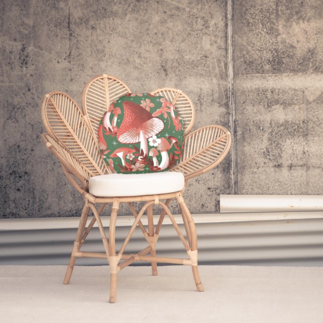 Almofada Redonda Magia de Cogumelo (Criador carregado)