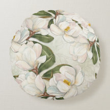 Magnolia Floral Travesseiro decorativo Redonda