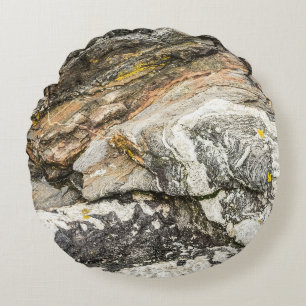 Almofada Redonda Maine Coast Rocks Nature Black
