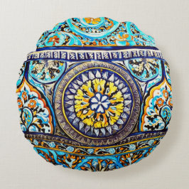 Almofada Redonda Maiolica Floral espanhola italiana medieval