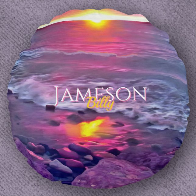 Almofada Redonda Malecon Sunset 0911 (Criador carregado)