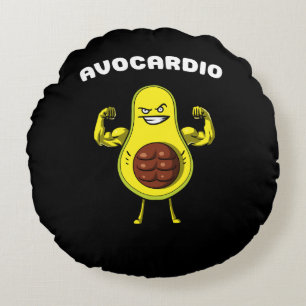 Almofada Redonda Malhação Avocardio Avocado Funny Vegan Workout Pia
