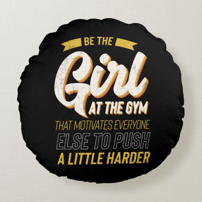 Almofada Redonda Malhação Gym Workout Motivação Mulheres (Frente)