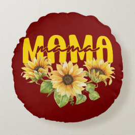 Almofada Redonda Mamãe Sunflower Sunshine - Design Floral alegre